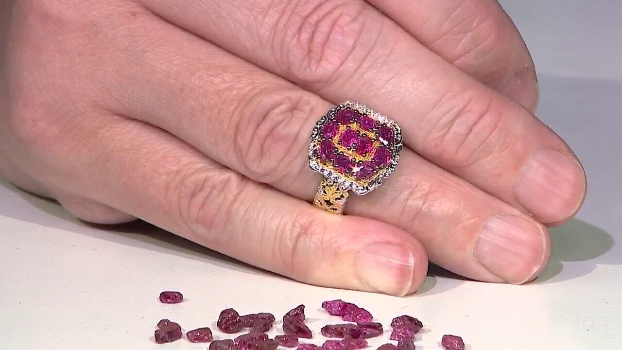 Video Burmese Ruby Silver Ring (Gems en Vogue)