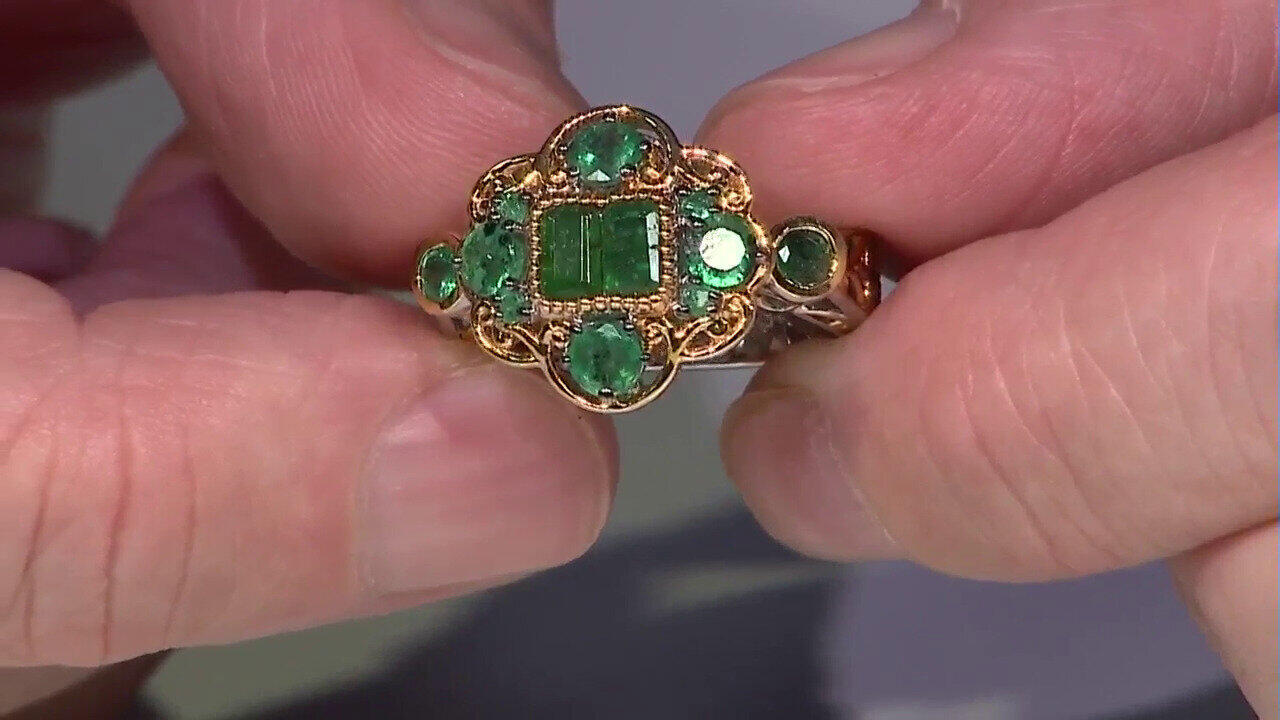 Video Zilveren ring met Zambia-smaragdstenen (Gems en Vogue)