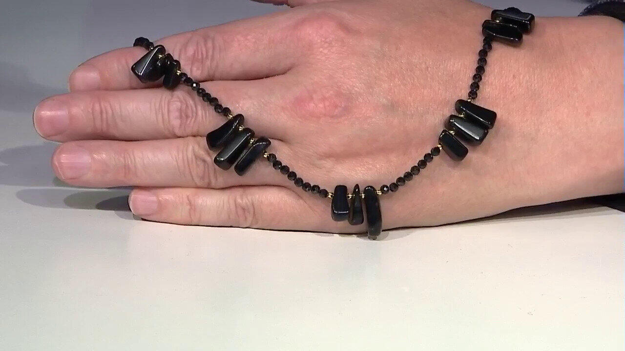 Video Zilveren halsketting met obsidiaanstenen