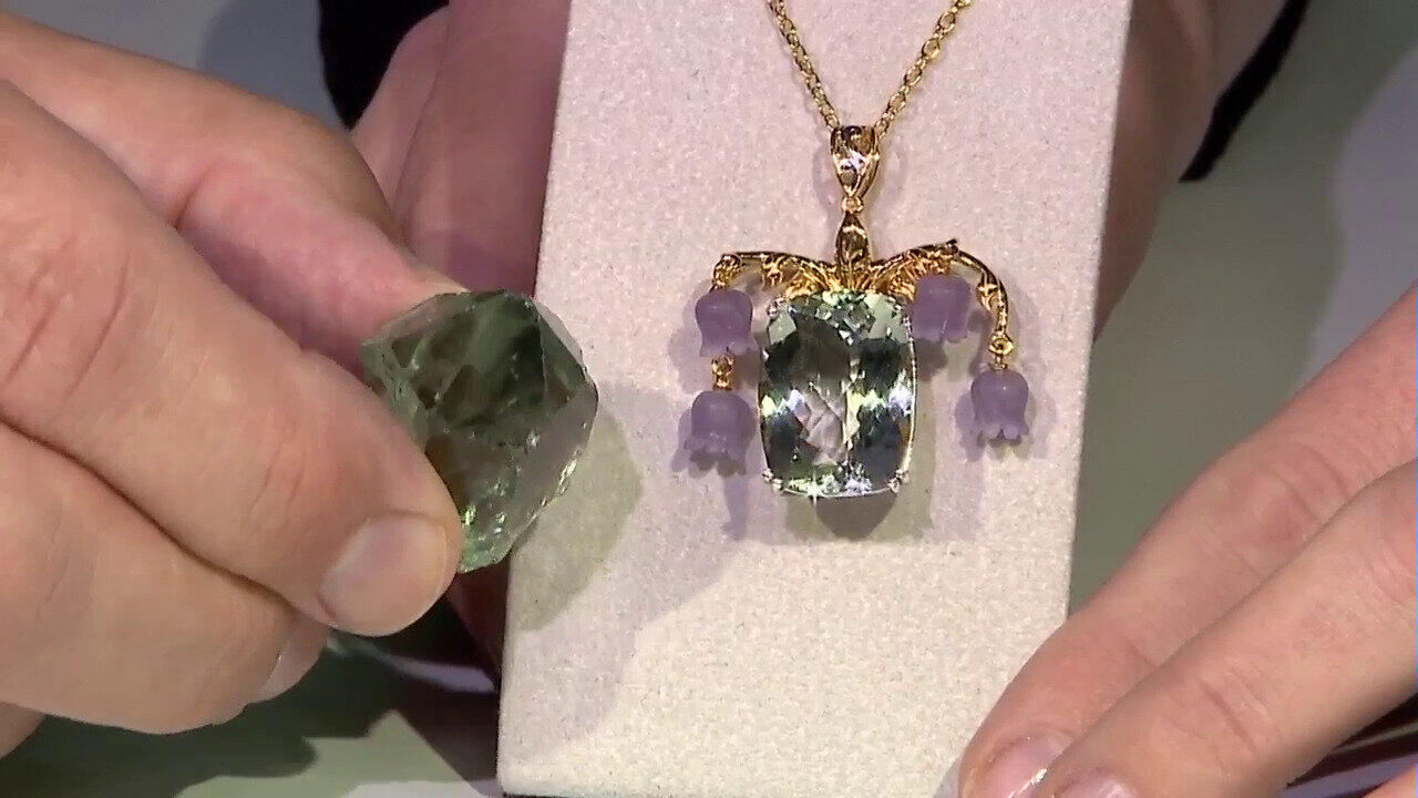 Video Grüner Amethyst-Silberhalskette (Gems en Vogue)