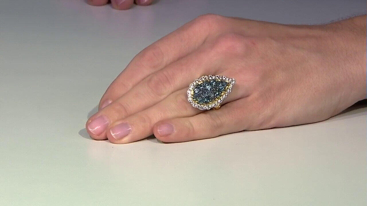 Video Zilveren ring met Petrol Kyanieten (Gems en Vogue)