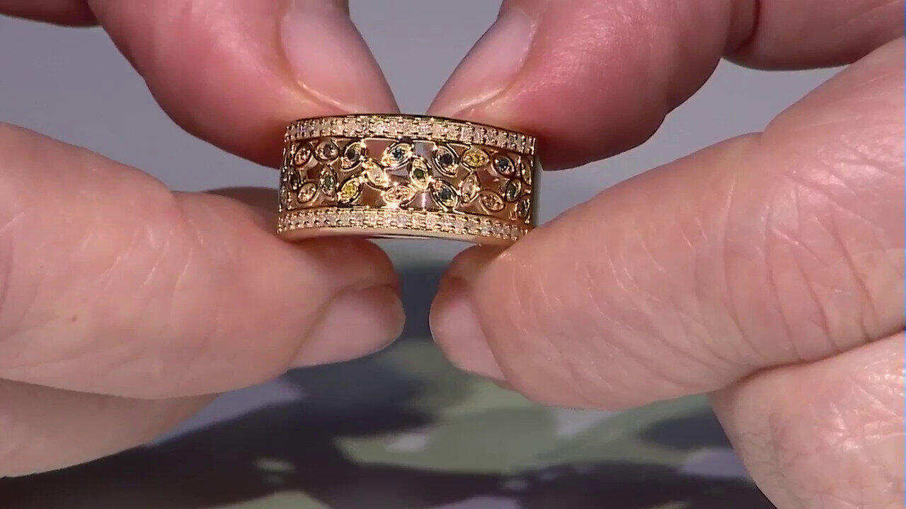 Video Zilveren ring met I3 Champagne Diamanten