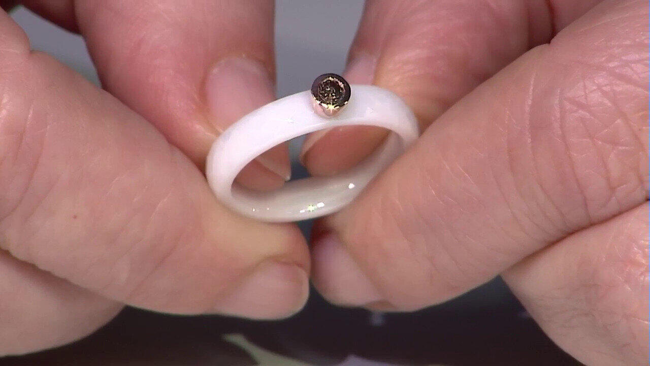 Video Keramieken ring met een SI2 Champagne Diamant