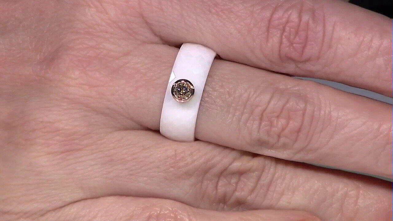 Video I2 Champagne Diamond Ceramic Ring