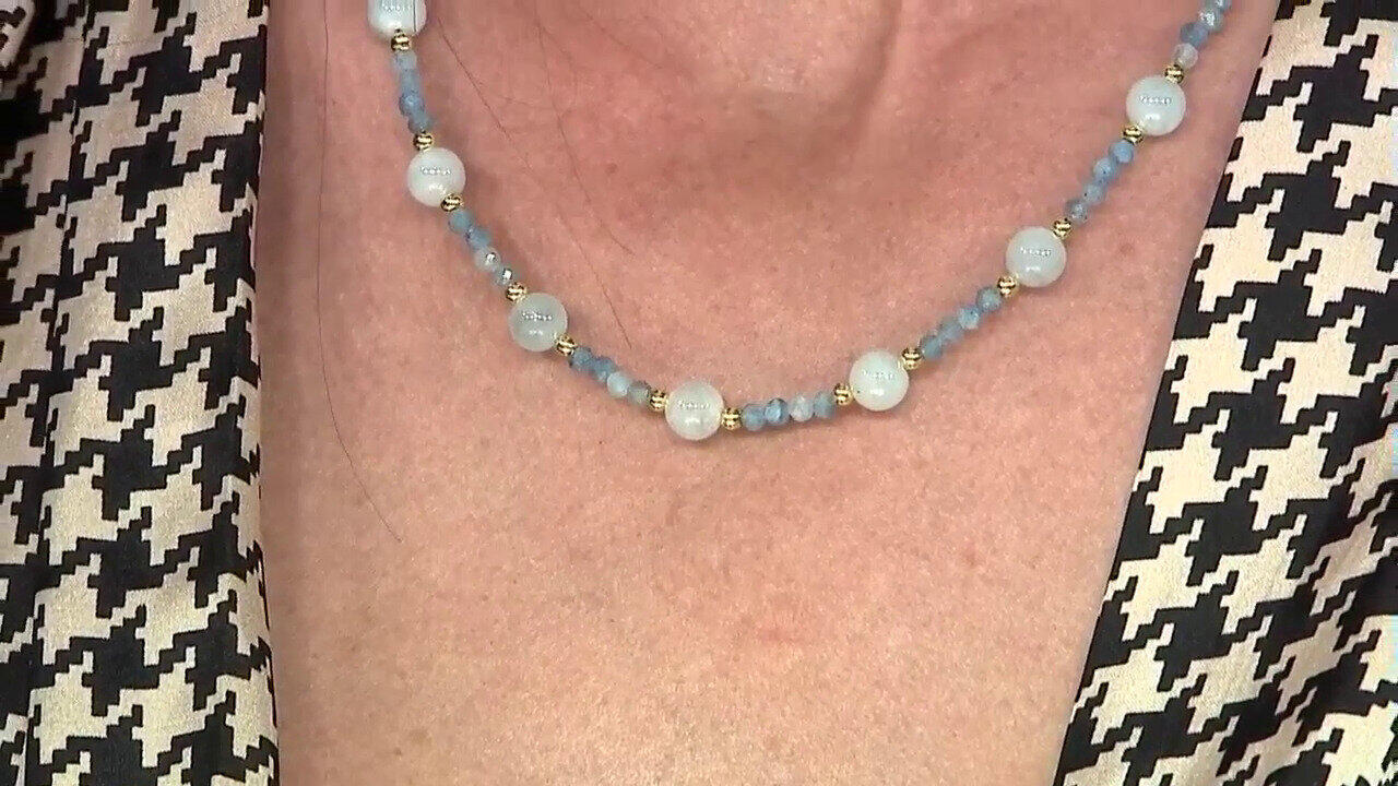 Video Brasilianischer Aquamarin-Silberhalskette