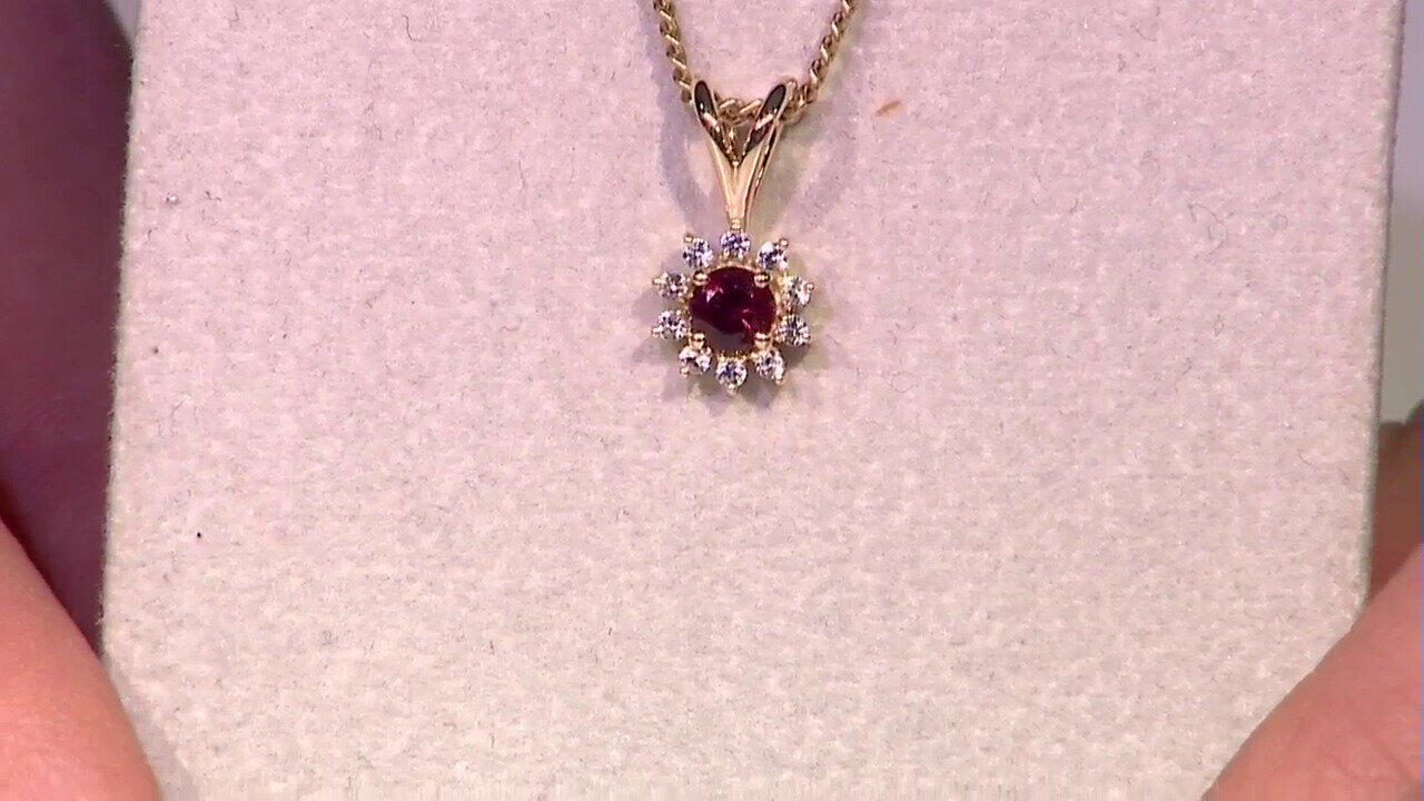 Video Colgante en oro con Espinela roja noble