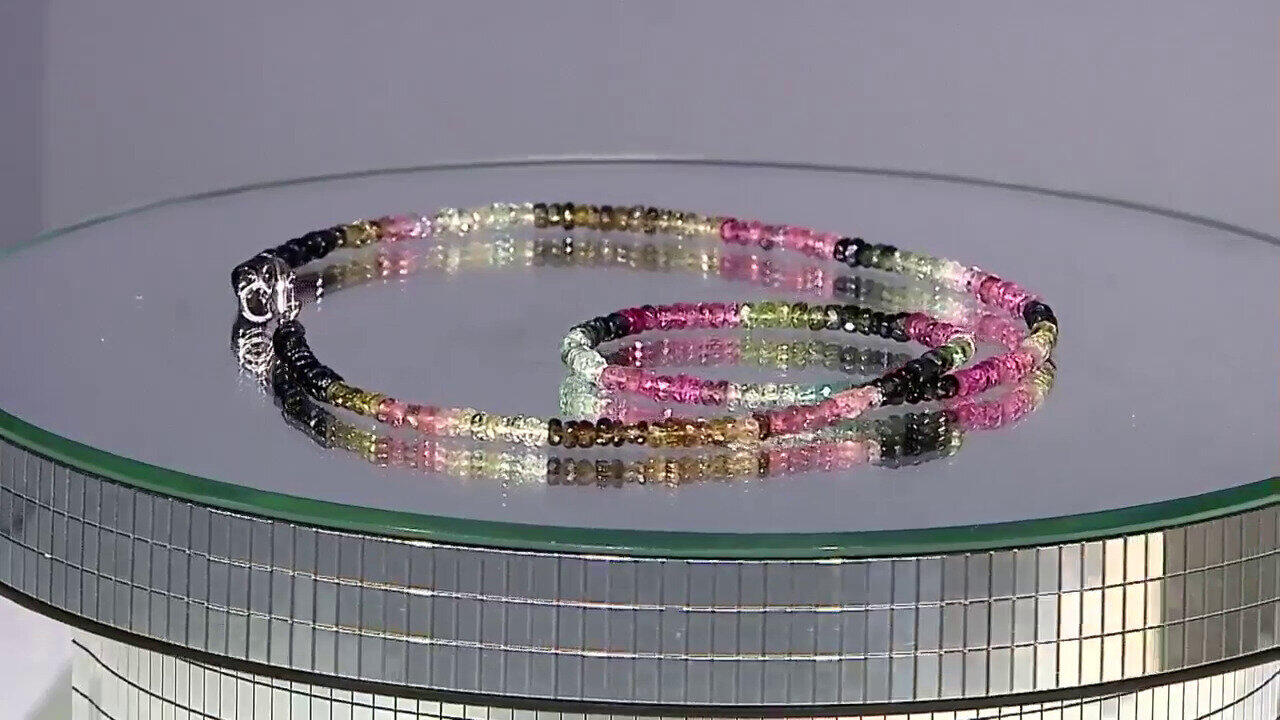 Video Zilveren halsketting met Nigeriaanse roze toermalijnen