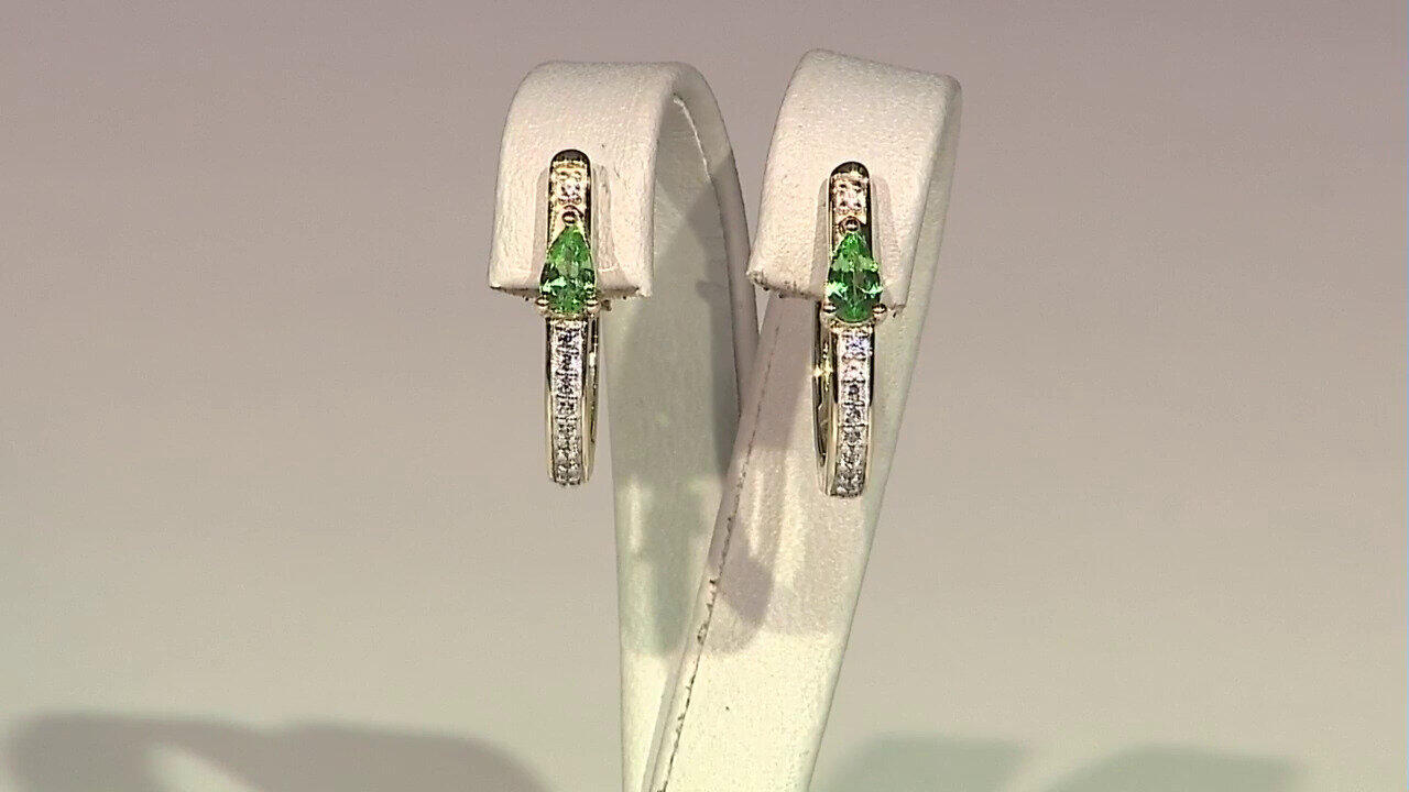 Video Gouden oorbellen met AAA Keniaanse tsavoriet