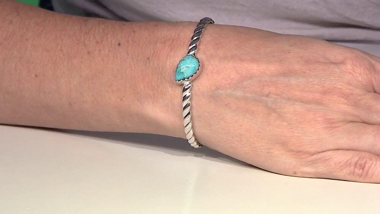 Video Zilveren armband met een Kingman turkoois (Desert Chic)