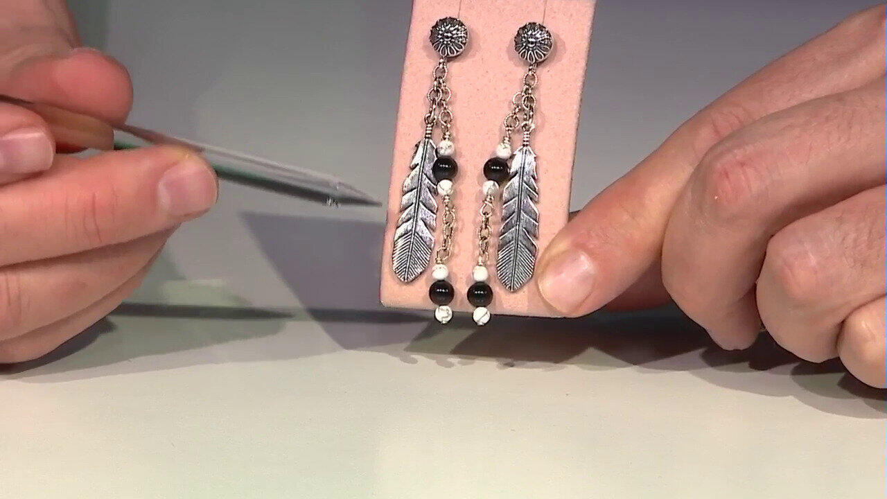 Video Zilveren oorbellen met zwarte onyxen (Desert Chic)