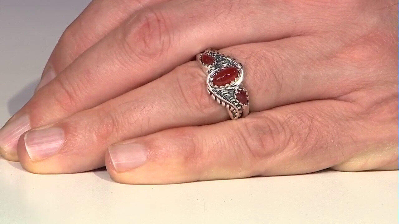 Video Red Onyx Silver Ring (Desert Chic)