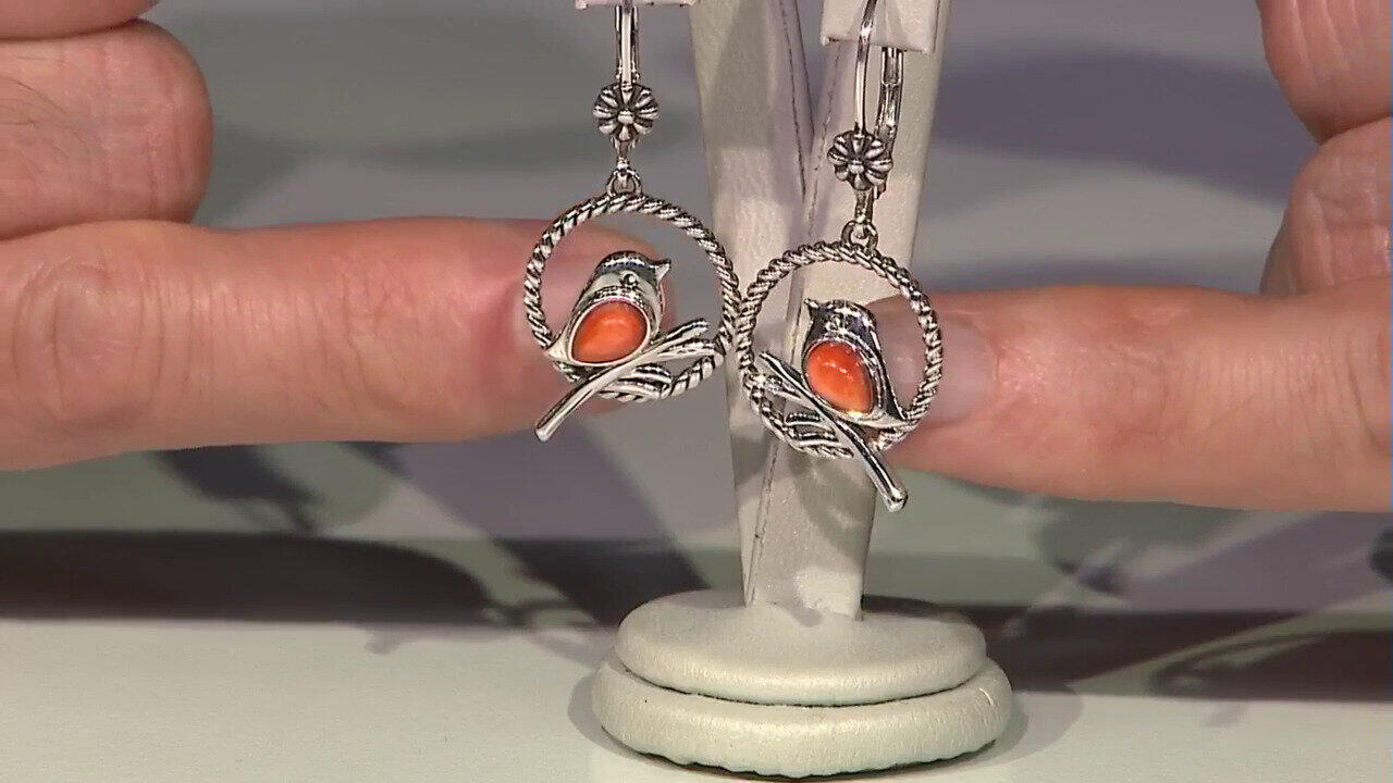 Video Pendientes en plata con Ostra espinosa naranja (Desert Chic)