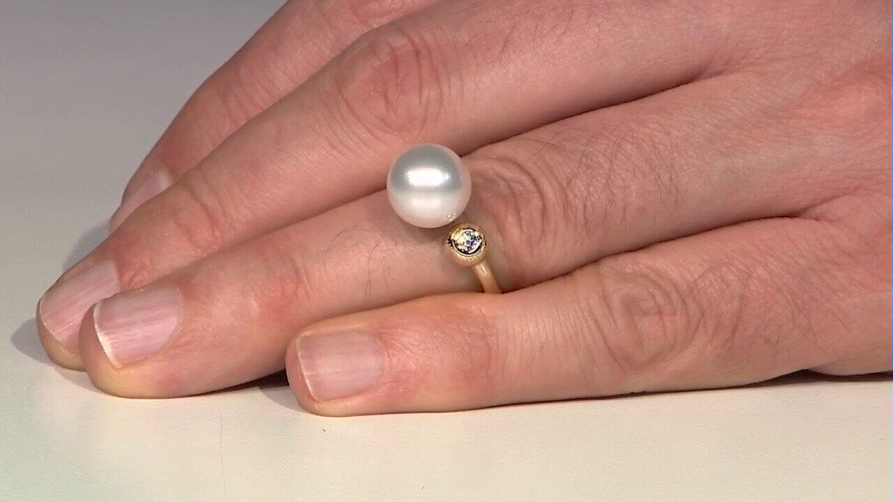 Video Weiße Südseeperlen-Goldring (Michelle Albala)