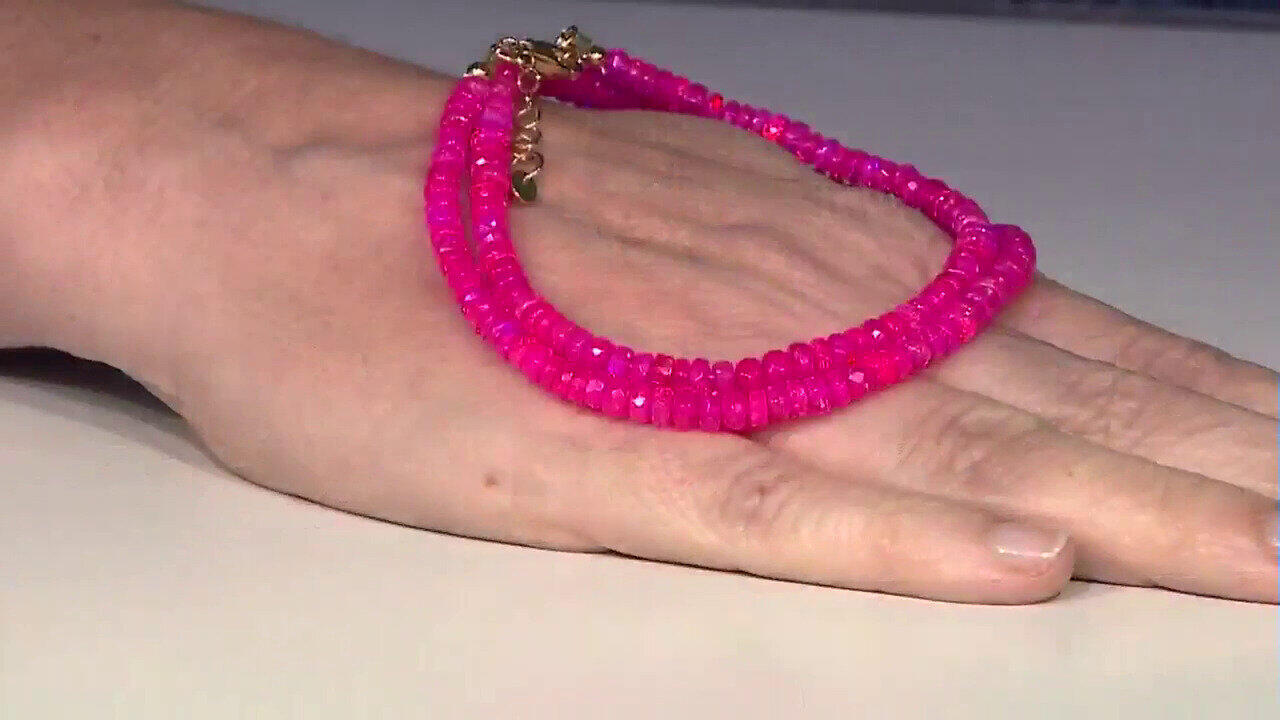 Video Zilveren halsketting met Roze Ethopische Opalen