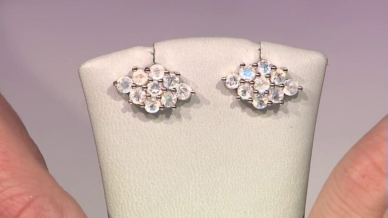 Video Regenbogen-Mondstein-Silberohrringe