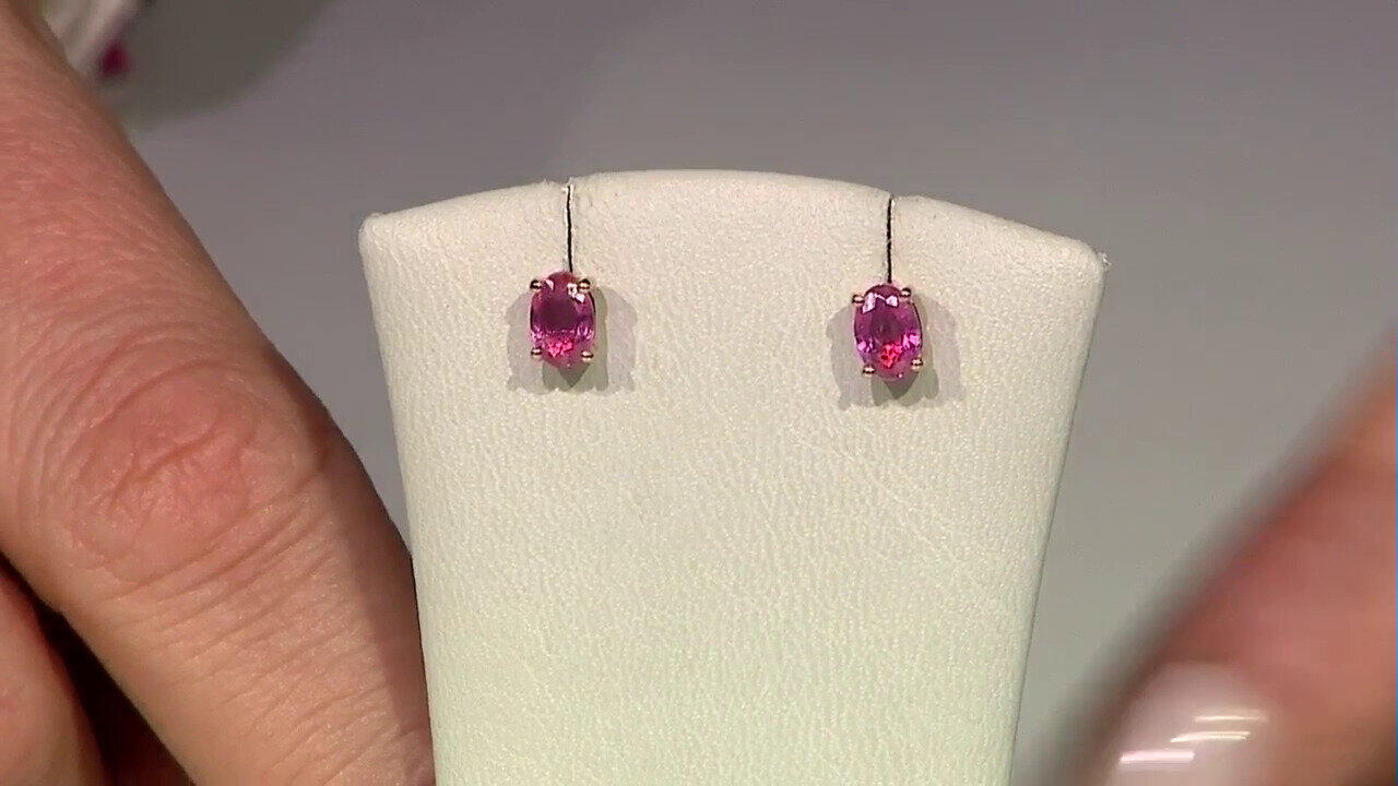 Video 9K Madagascar Pink Sapphire Gold Earrings