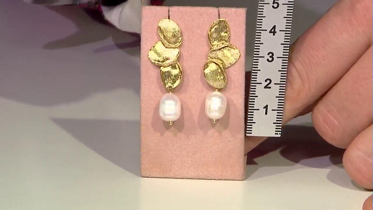 Video Weiße Süßwasserzuchtperlen-Silberohrringe (Joias do Paraíso)