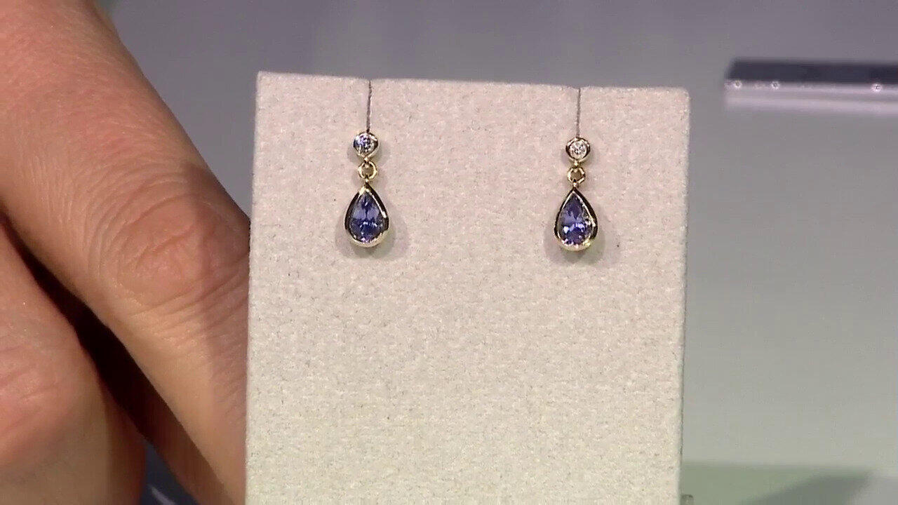 Video AAA-Tansanit-Goldohrringe