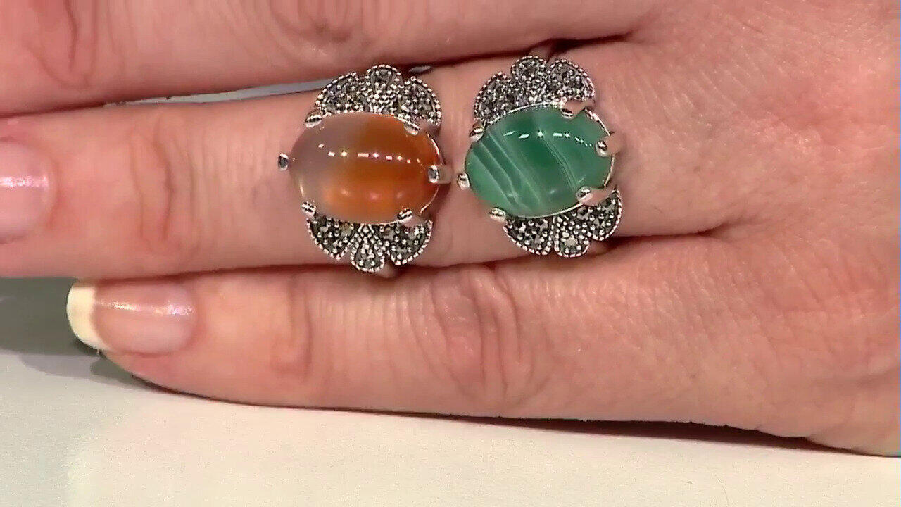 Video Grüner Achat-Silberring (Annette classic)