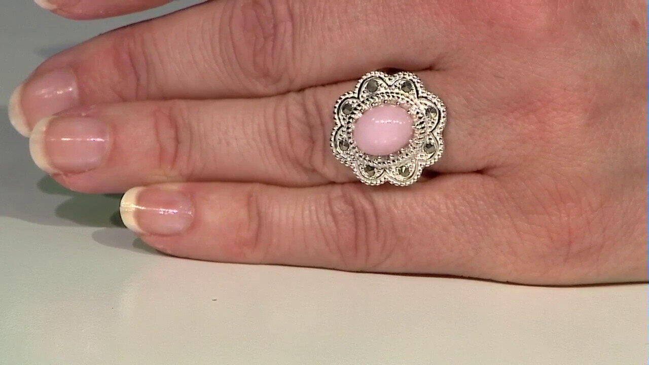 Video Pinkfarbener Opal-Silberring (Annette classic)