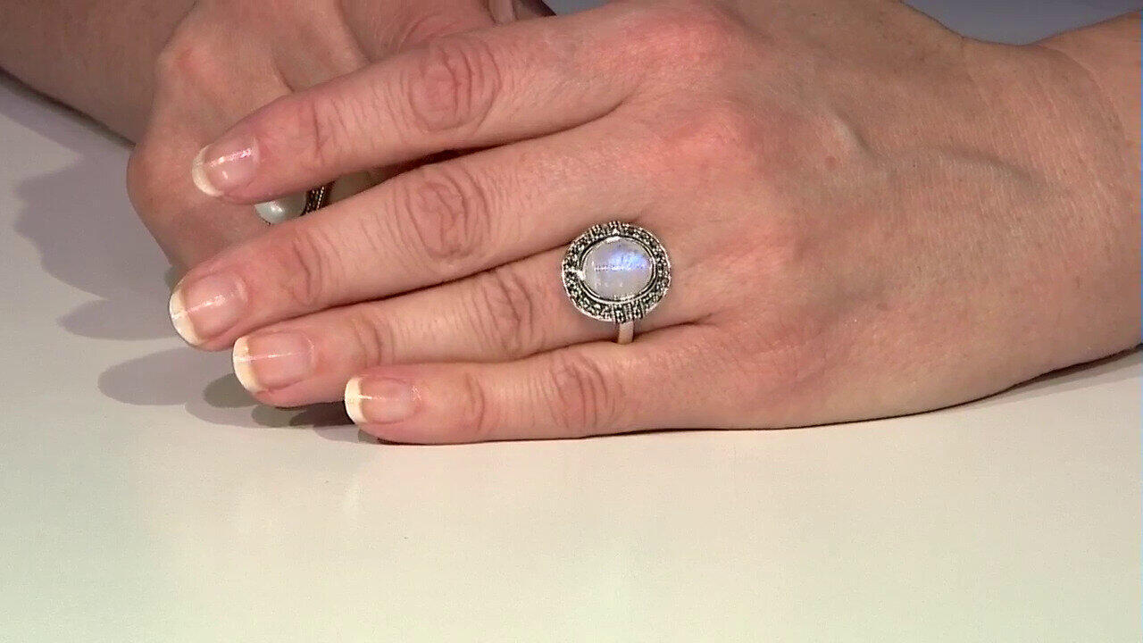 Video Regenbogen-Mondstein-Silberring (Annette classic)