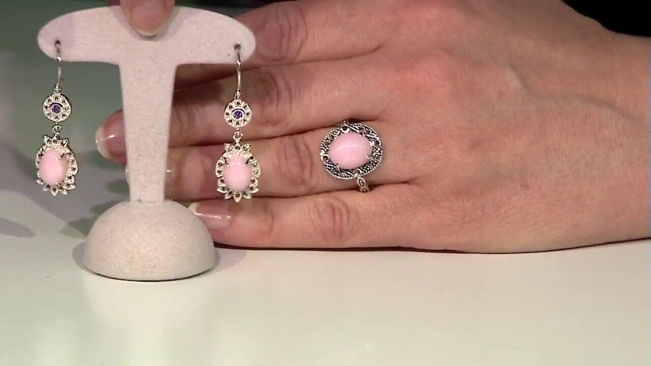 Video Pinkfarbener Opal-Silberring (Annette classic)