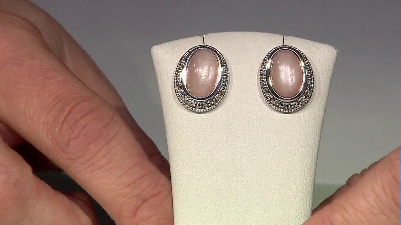 Video Pfirsich-Mondstein-Silberohrringe (Annette classic)