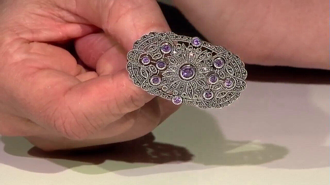 Video Amethyst-Silberbrosche (Annette classic)