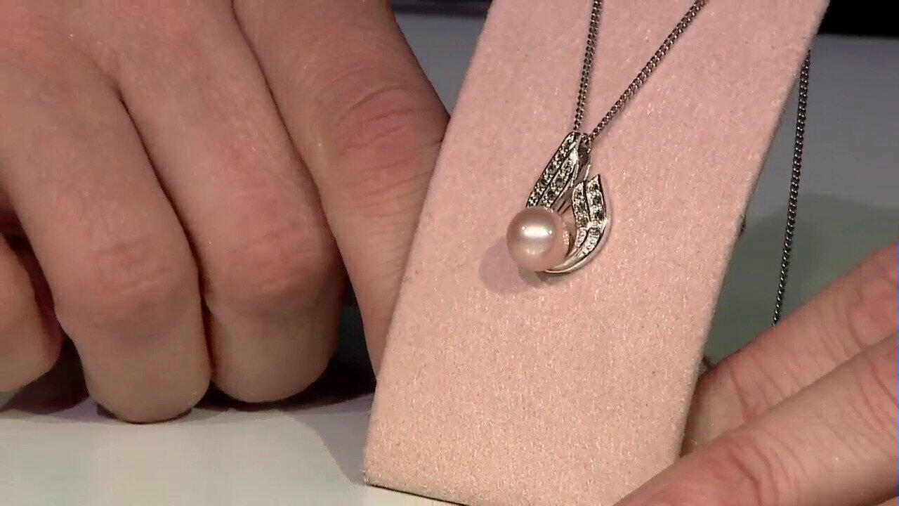 Video Pendentif en argent et Perle Ming de couleur pourpre (Annette classic)