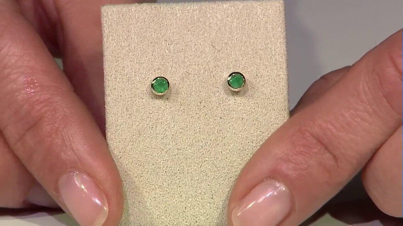 Video 10K AAA Zambian Emerald Gold Earrings