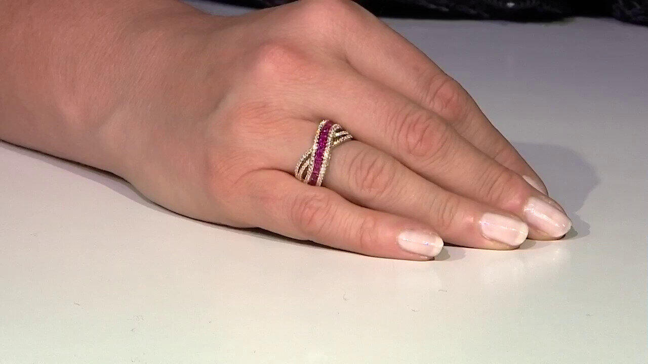Video 14K AAA Mozambique Ruby Gold Ring (CIRARI)