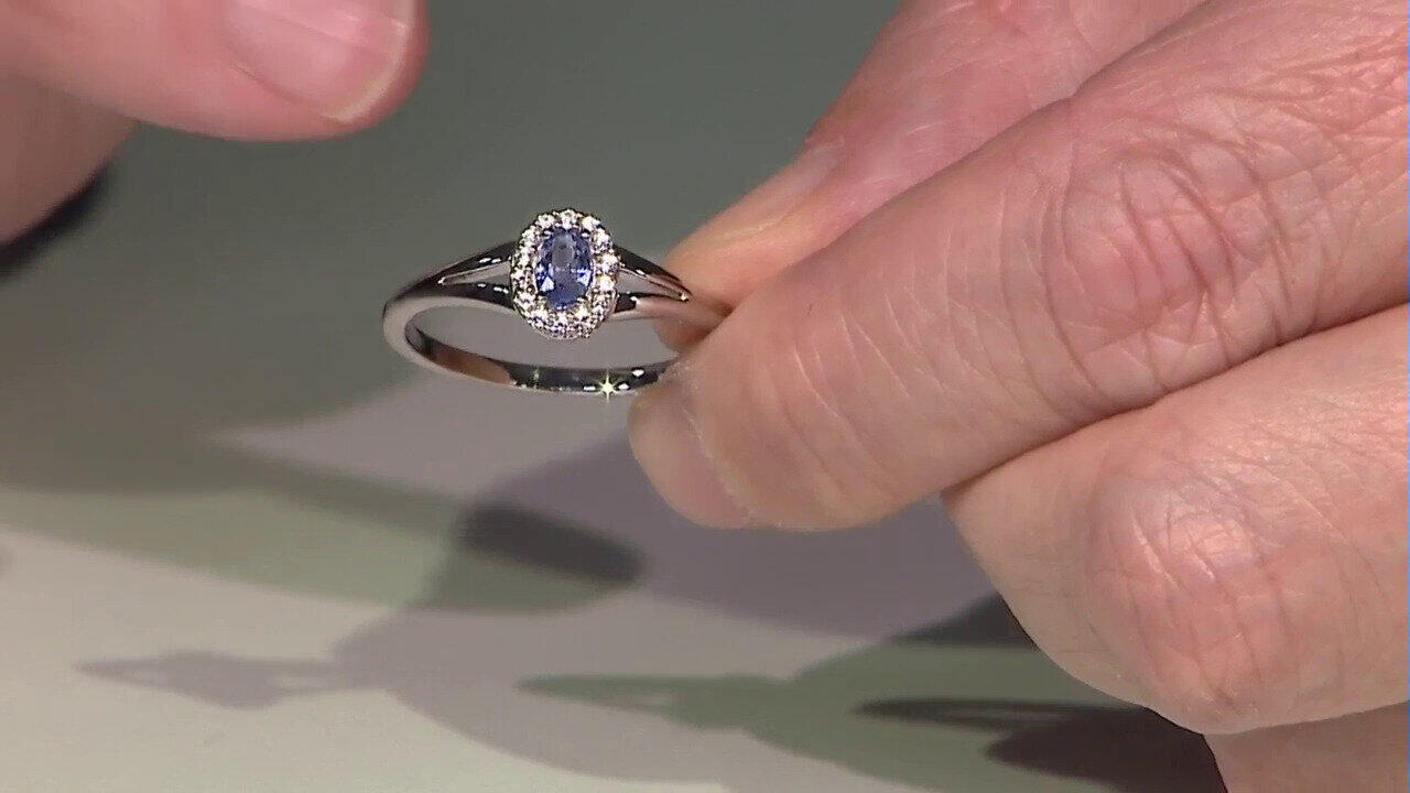 Video Anillo en plata con Zafiro azul Ceylon sin calentar