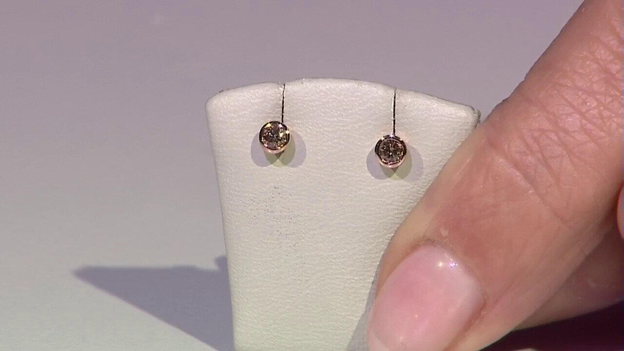 Video Gouden oorbellen met SI1 Argyle Rose De France Diamanten (Annette)