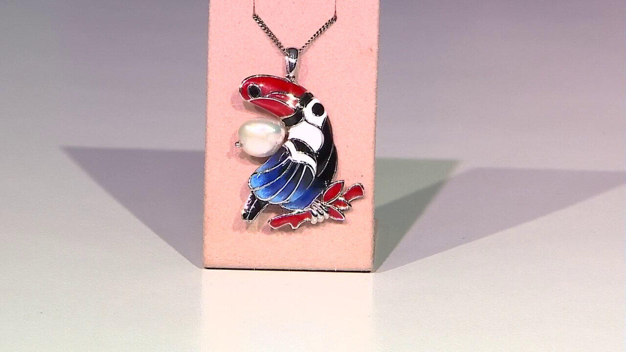 Video Weiße Süßwasserzuchtperlen-Silberanhänger