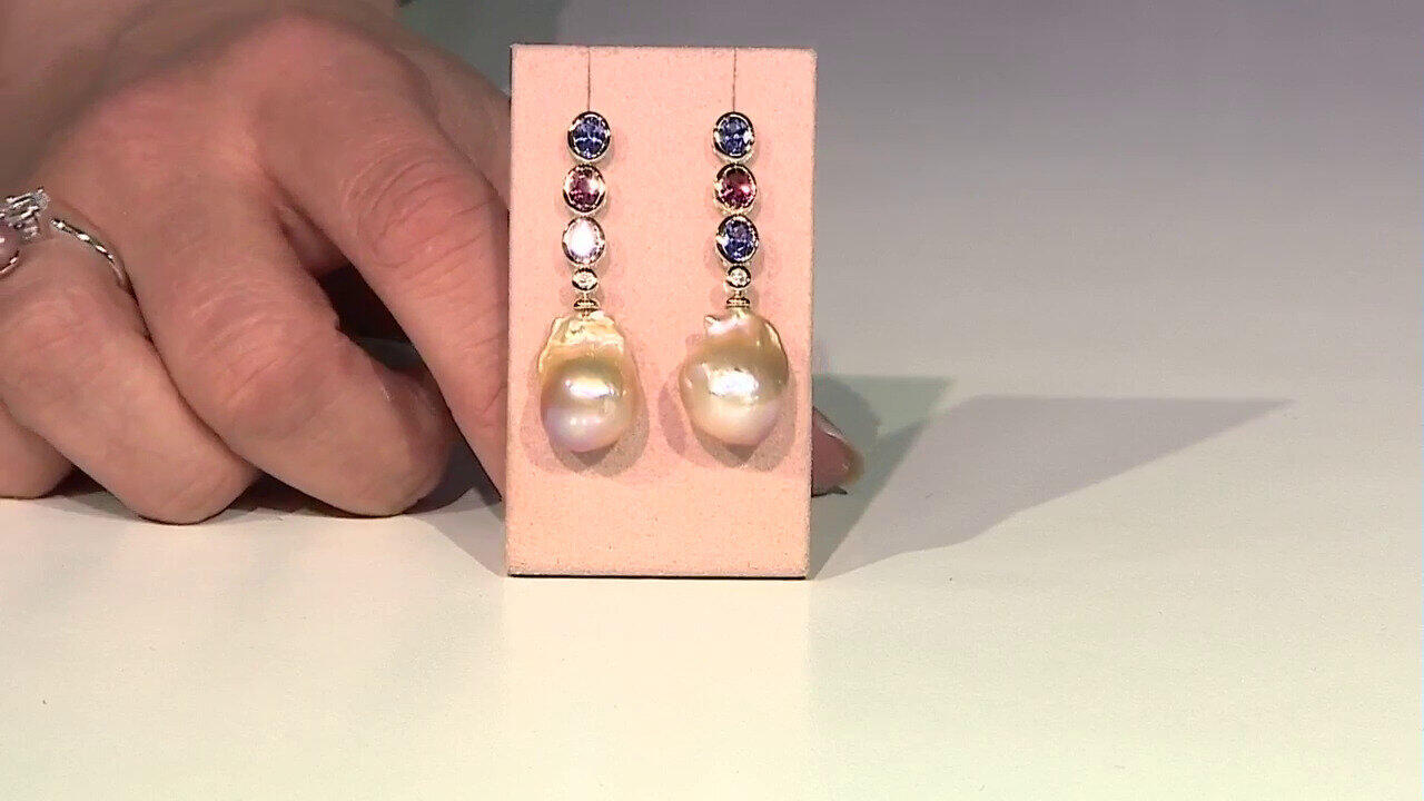 Video Orecchini in oro con Perla d'Acqua Dolce Porpora (TPC)