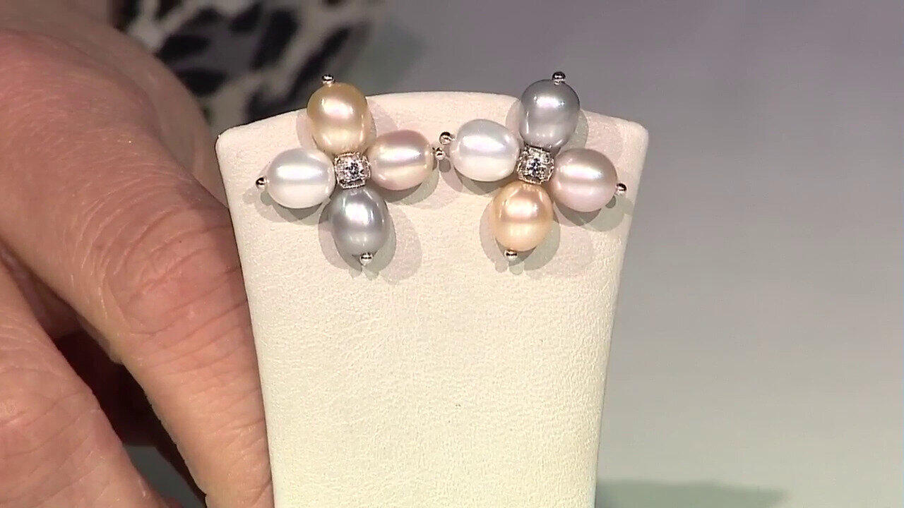 Video Orecchini in argento con Perla d'Acqua Dolce Argentata (TPC)