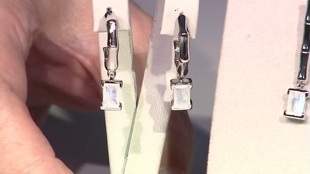 Video Orecchini in argento con Pietra di Luna Arcobaleno (SAELOCANA)