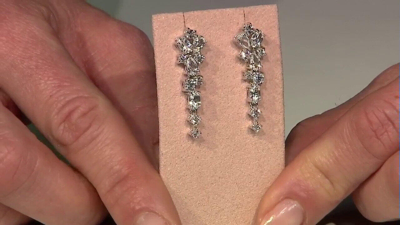 Video Zilveren oorbellen met witte topaasstenen