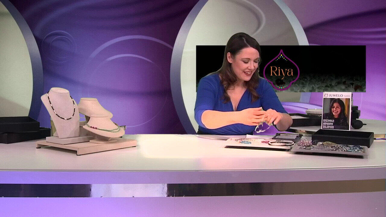 Video Zilveren halsketting met Santa Maria-aquamarijnstenen (Riya)