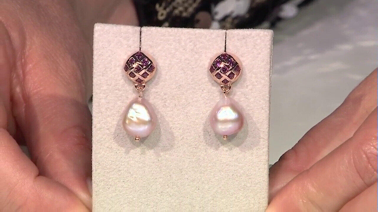 Video Pendientes en plata con Perla púrpura Freshwater