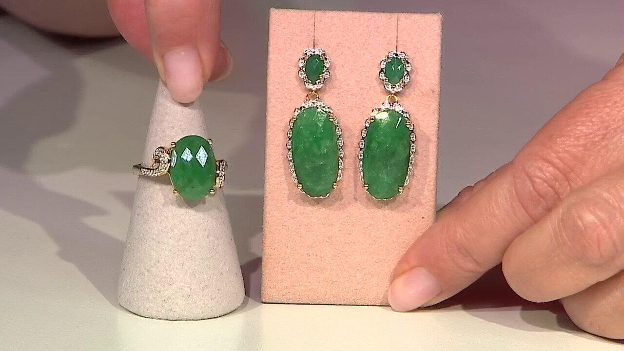 Video Smaragdfarbener Beryll-Silberohrringe