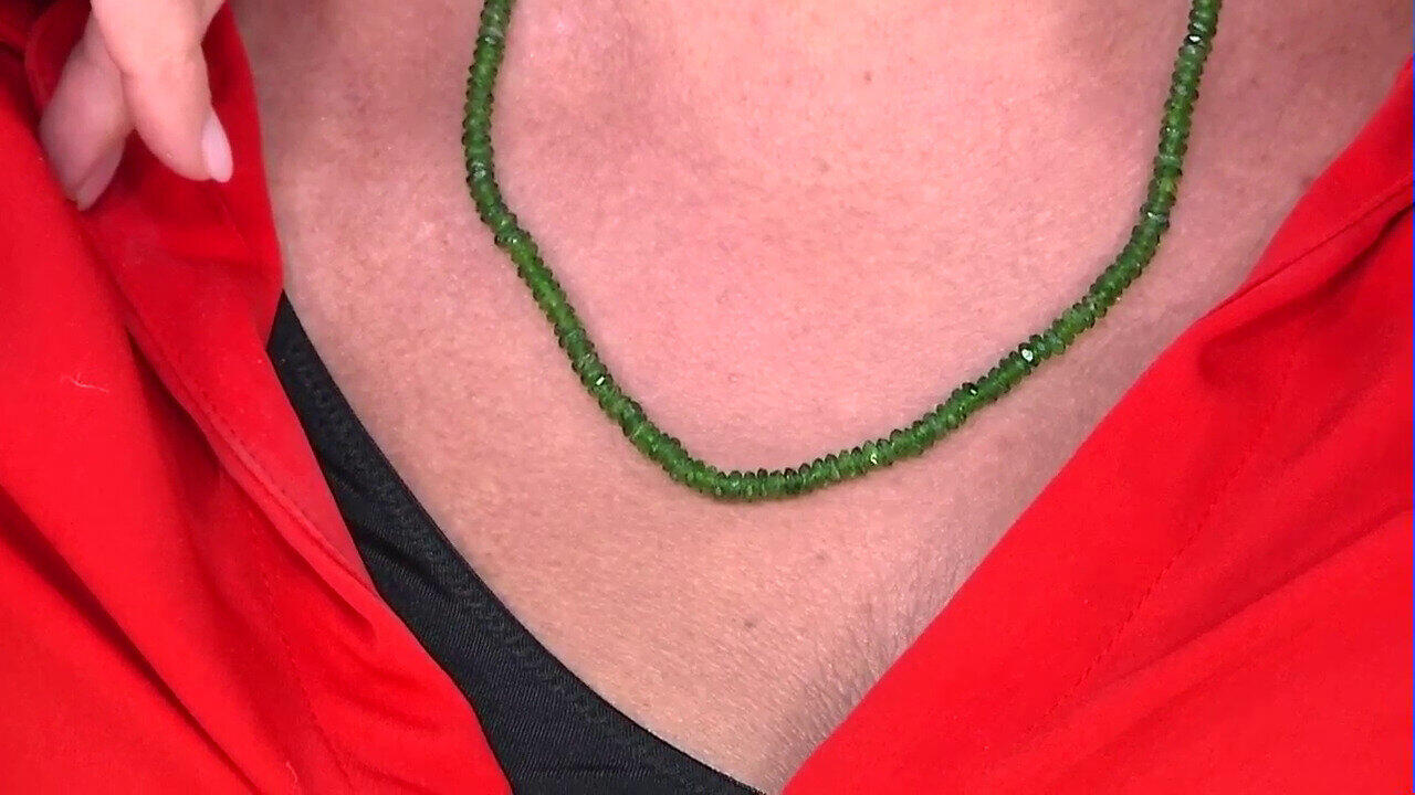 Video Collana in argento con Diopside Russo
