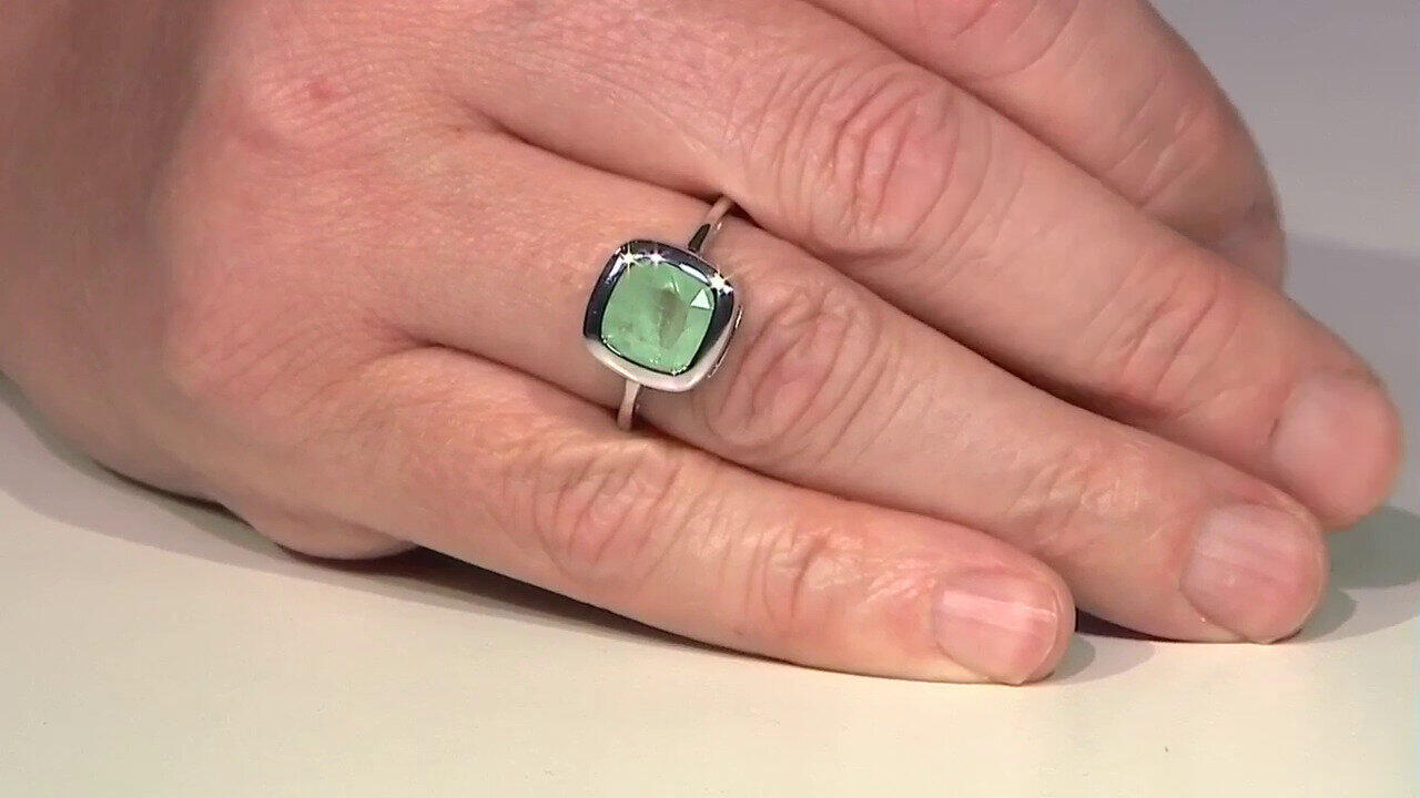 Video Zilveren ring met een Pastelgroene Kwarts