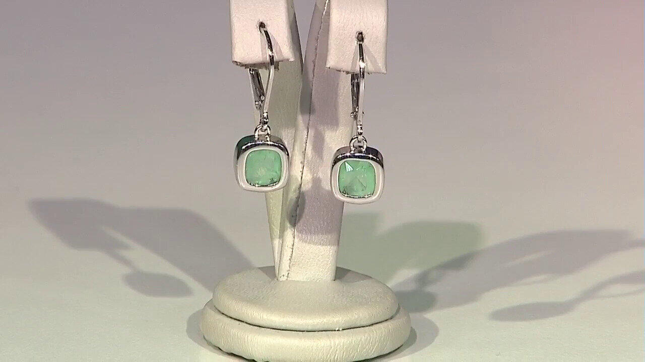 Video Zilveren oorbellen met Pastelgroene Kwartskristallen