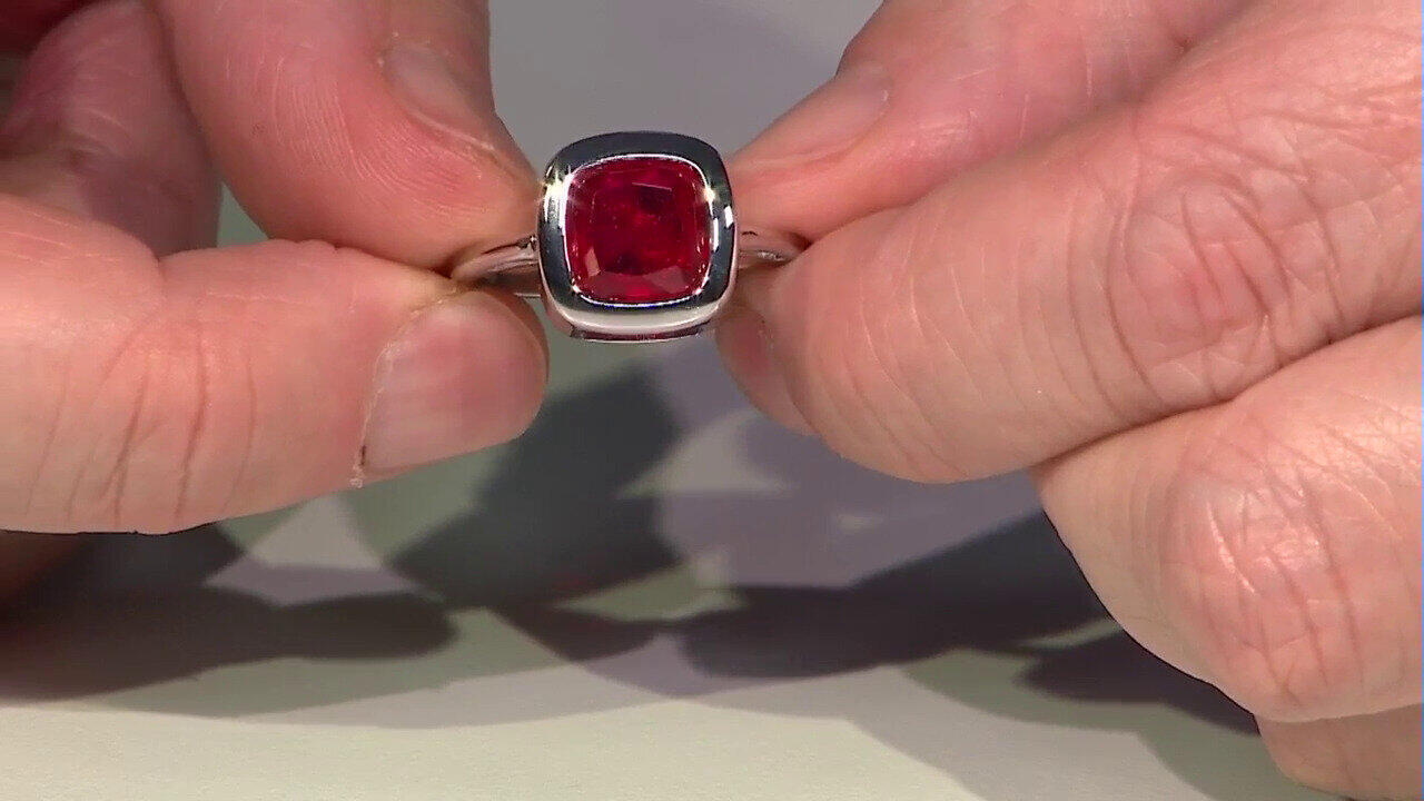 Video Zilveren ring met een pastelrode kwarts