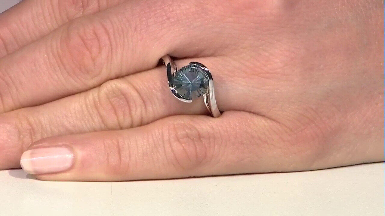 Video Petrolfarbener Fluorit-Silberring (MONOSONO COLLECTION)