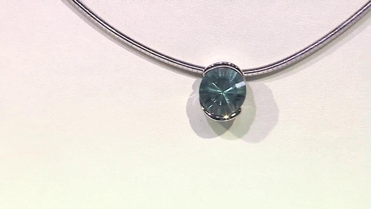 Video Petrolfarbener Fluorit-Silberanhänger (MONOSONO COLLECTION)