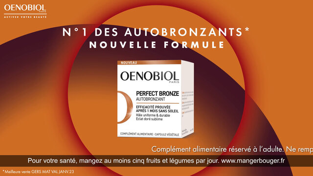 OENOBIOL PERFECT BRONZE AUTOBRONZANT - Efficace Dès Le 1er Mois Sans Soleil - Concentration De 5 Pigments 100% D'Origine Végétale - Complément Alimentaire 2X30 Capsules - Programme 2 Mois