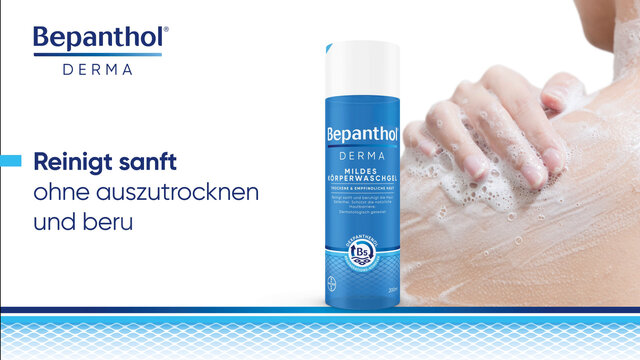 Bepanthol® DERMA Mildes Körperwaschgel, 200 ml Flasche, mildes Duschgel für empfindliche und trockene Haut, dermatologisch getesteter Feuchtigkeitsspender mit Dexpanthenol