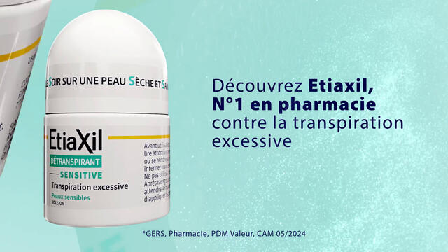 ETIAXIL - Déodorant Détranspirant - Traitement Transpiration Excessive - Aisselles - SENSITIVE - Peaux Sensibles